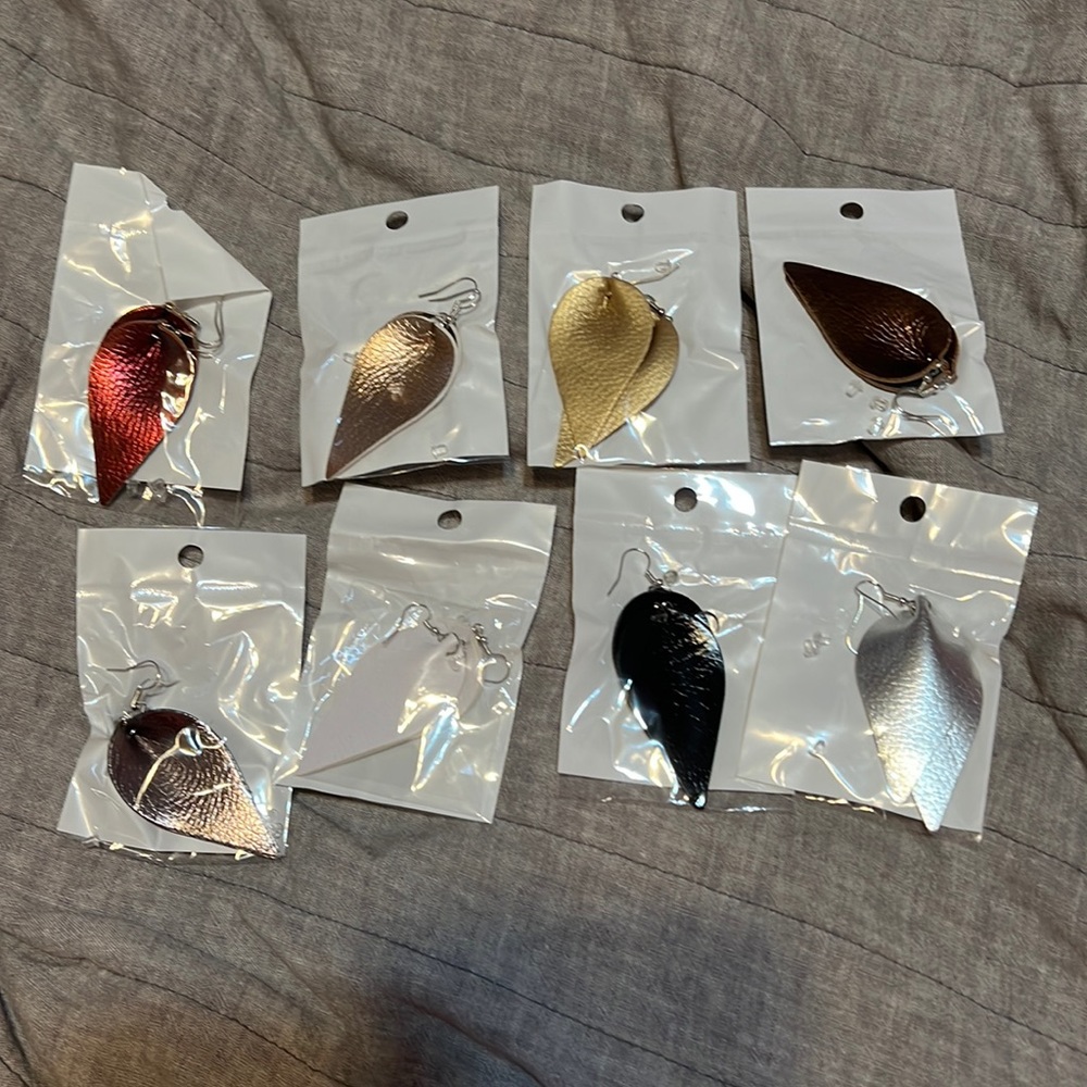 Faux leather earrings pack of 8